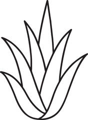 Agave plant outline silhouette vector, natural succulent design for botanical and decorative artwork.