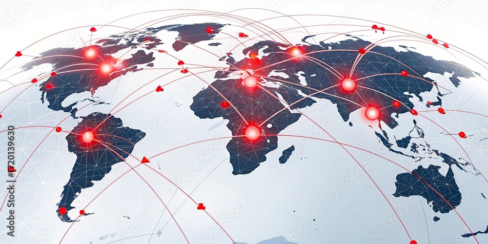 Poster global network connections over the globe 3d rendering elements of this image furnished world map wi