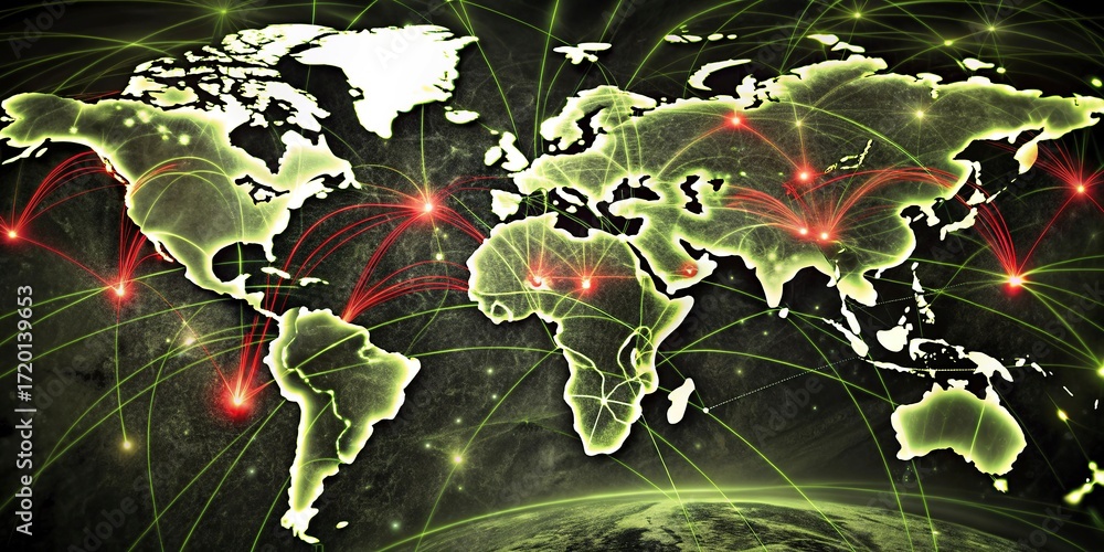 Poster global network connections over the globe 3d rendering elements of this image furnished world map wi
