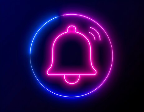 Neon bell notification icon