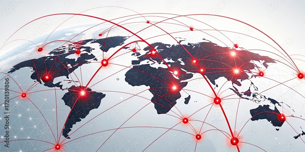 Poster global network connections over the globe 3d rendering elements of this image furnished world map wi