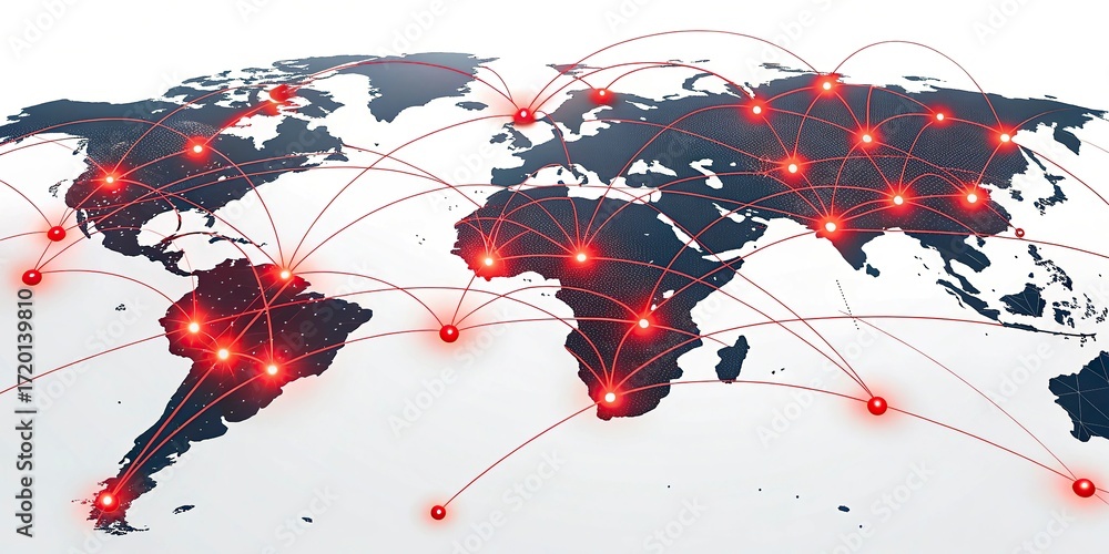 Poster global network connections over the globe 3d rendering elements of this image furnished world map wi