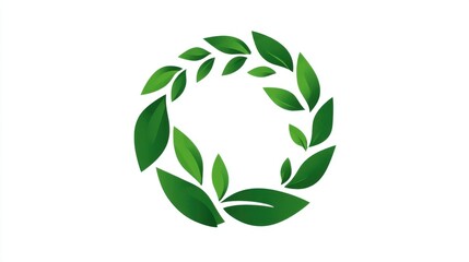 A circular arrangement of vibrant green leaves symbolizes harmony with nature.