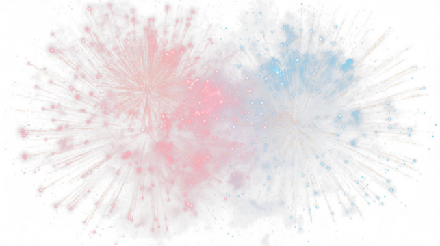 colourful fireworks on transparent background
