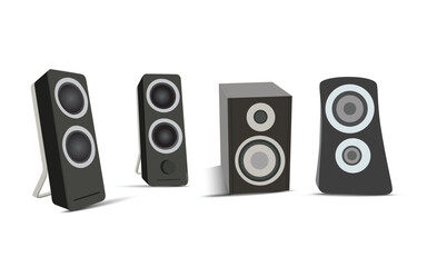 Obraz premium speaker icon in monochrome style isolated on white background. Concept of music. Set of different sound speakers, Illustration of music speaker vector.