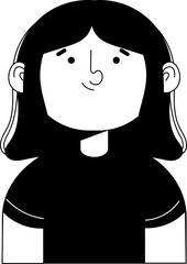 Simple Black and White Cartoon Illustration of a Smiling Person.