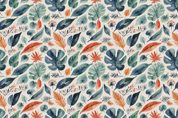 Seamless pattern for summer women's fashion. Vibrant abstract tropical leaves, bold organic shapes for dresses, scarves, skirts. Energetic, fresh print.