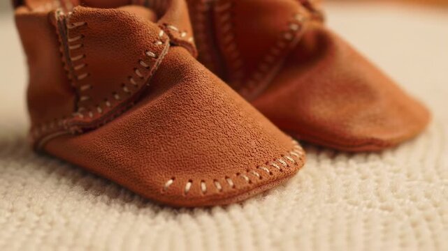 Close-up of baby moccasins