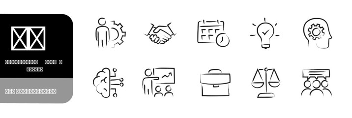 Business Strategy Icons Set – Editable Stroke Corporate Planning Vector Collection