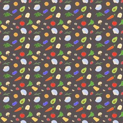 Seamless pattern with vegetable elements, healthy food, healthy life