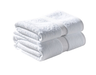 Two folded white towels are displayed against a black background.