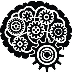 brain with gears vector on white background