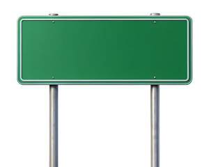 Empty Green Highway Sign on Metal Poles Isolated road isolated on a transparent background