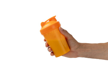 Protein powder.protein shake isolated on white background.Shaker bottle with protein.Food...