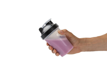 Protein powder.protein shake isolated on white background.Shaker bottle with protein.Food...