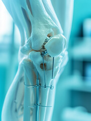 Orthopedic model of knee joint with surgical fixation