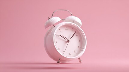 A charming white alarm clock with a pastel pink background captures the essence of early mornings. The clock ticks away, reminding us to seize the day ahead with optimism and energy.