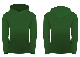 Woman green hoodie. vector illustration	