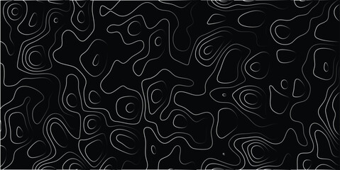 Abstract topographic contour lines in black white and gray creating a dynamic organic pattern with depth and movement