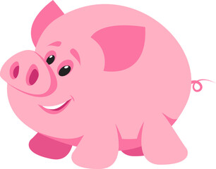 Cheerful pink piglet
