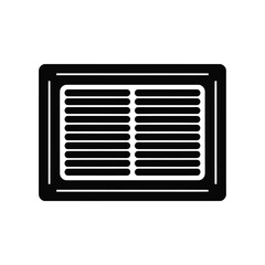 Simple black and white illustration of a rectangular air vent
