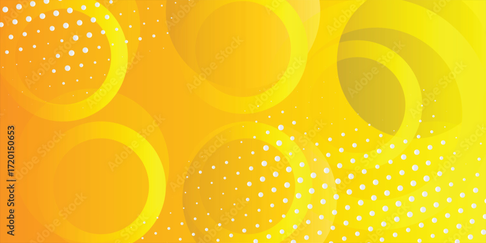 Poster abstract yellow background with circular shapes and halftone composition. subtle pattern.