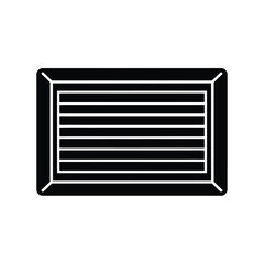 Black and white illustration of a rectangular vent with horizontal slats