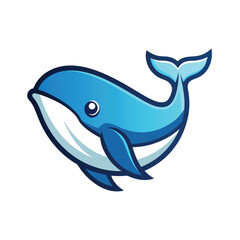 Cute cartoon blue whale with a friendly expression and a white belly