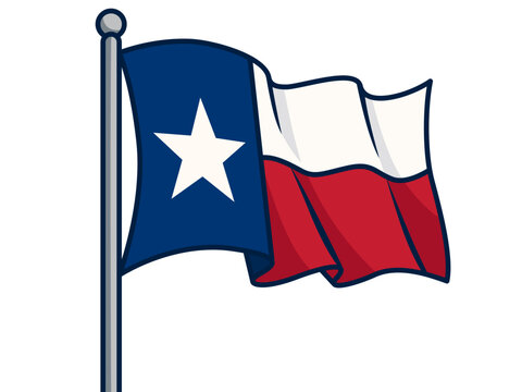 Texas State flag waving icon in filled outline style. Clipart image isolated on background.
