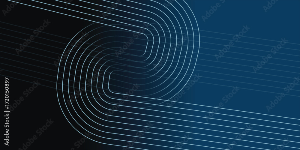 Poster abstract futuristic glowing lines on dark background. elegant geometric stripe line design. modern s