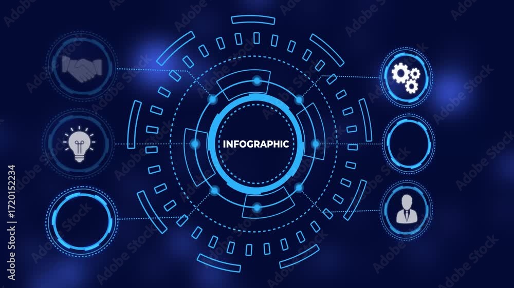 Aufkleber futuristic blue digital hud interface element with bokeh background technology