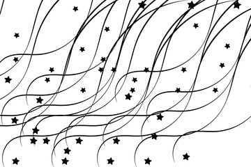 Abstract star pattern with curved lines isolated on transparent background