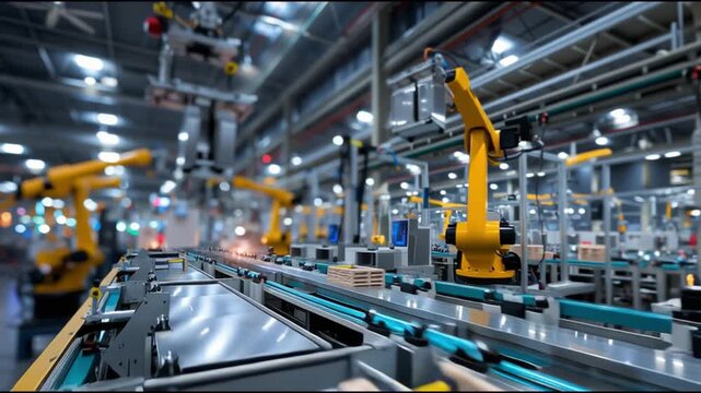 Robotic automation in modern manufacturing facility enhances productivity and efficiency during production processes