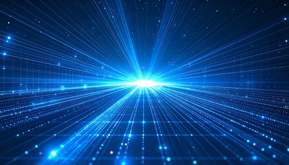 Obraz premium A vibrant, futuristic digital representation of interconnected energy lines and a central bright light. It presents a high-tech visual abstract