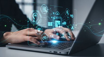 AI and Technology Futuristic Digital Interface Concept