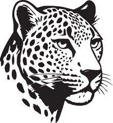 Black and White Leopard Illustration – Hand Drawn Wild Animal Vector Art