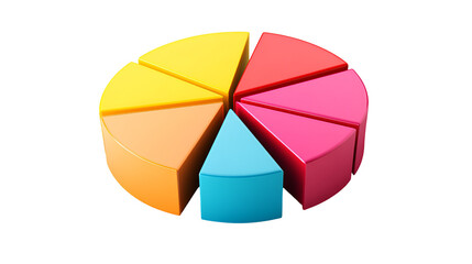 Obraz premium Colorful segmented circle representing data or a pie chart isolated on transparent background