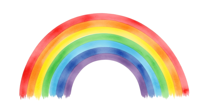 Watercolor Rainbow with Jagged Edges on Black Background