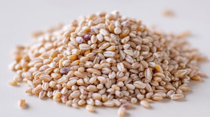 Fototapeta premium A mound of whole grains is artistically arranged to highlight their varied shades and textures. The soft lighting emphasizes their natural beauty and simplicity, inviting peaceful contemplation.