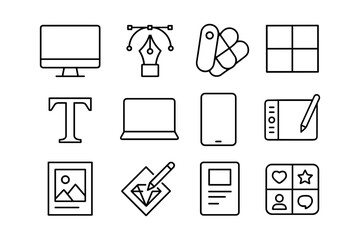 Design and technology icons collection for creative tools and digital design