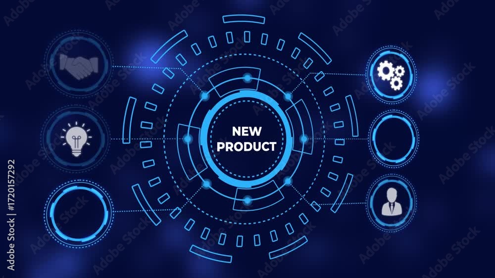 Aufkleber futuristic blue digital hud element with bokeh lights on dark background interface technology