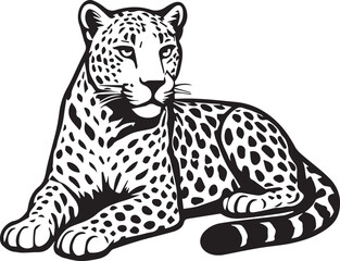 Black and White Leopard Illustration – Hand Drawn Wild Animal Vector Art