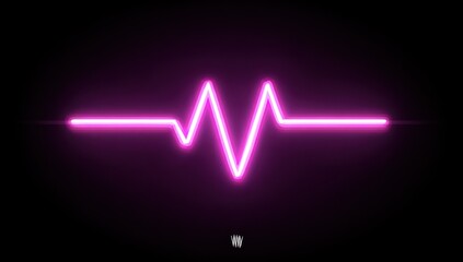 A vibrant neon pink heartbeat graphic against a dark background creates a striking visual effect.