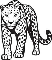Black and White Leopard Illustration – Hand Drawn Wild Animal Vector Art