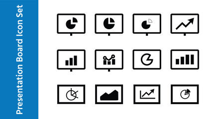 Presentation Board Icon Set with editable vector collections