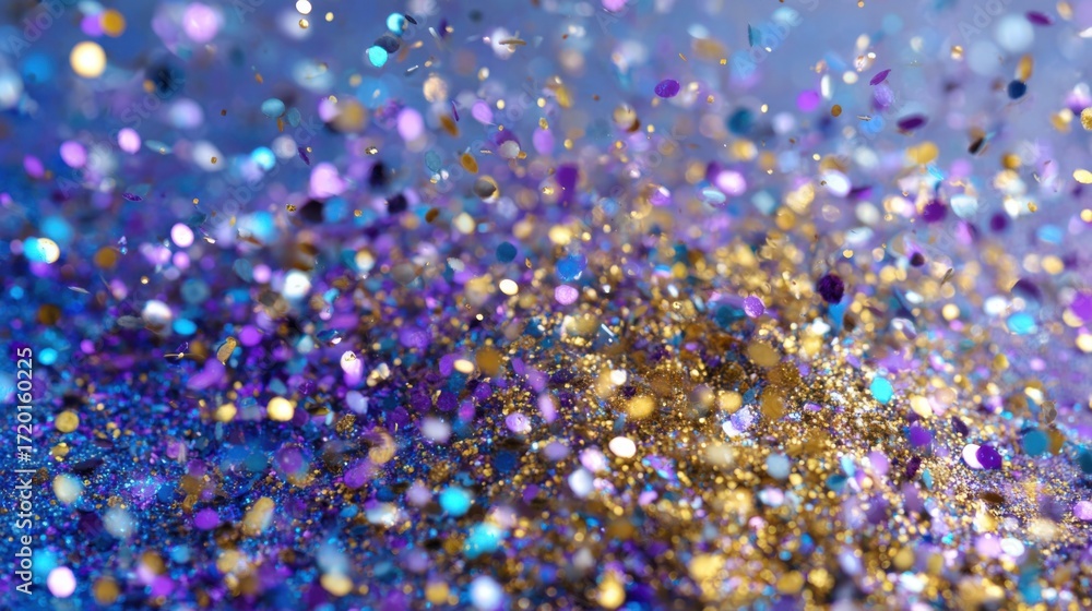 Poster a multitude of colorful glitter particles dances in the light, creating an enchanting atmosphere per