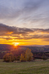 Golden sunset and colorful autumn foliage in National park Polana mountains, Slovakia © Richard Semik