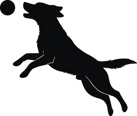 Child and dog silhouette, puppy to adult, emotional bond, pet growth, black vector, affection pose, white background, love, trust, connection