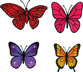 A very colorful set of butterflies vector 