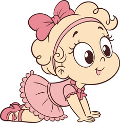 A cute little baby girl with smiling face and curious eye